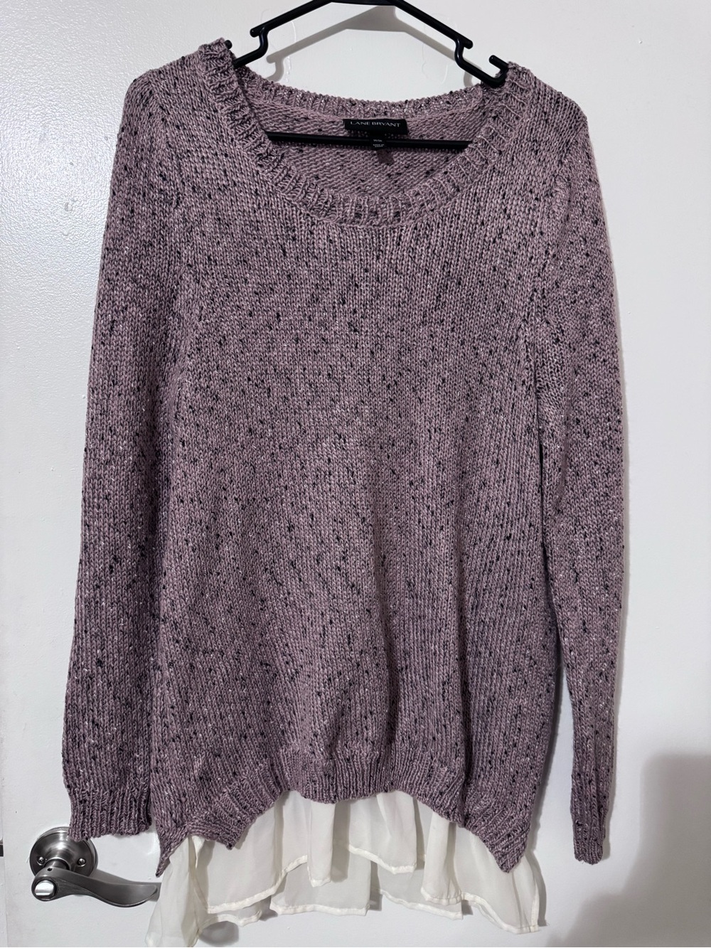Lane Bryant Mauve Speckled Knit Crewneck Sweater